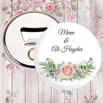 Soft Pembe Gül Temalı Söz Nişan Nikah Magnet Açacak