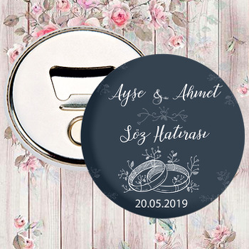 Karakalem Yüzük Temalı Söz Nişan Nikah Magnet Açacak