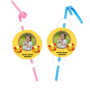 Smileys Temalı Resimli Pipet ve Kartı