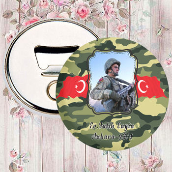 Kamuflaj Desenli Türk Bayraklı Magnet Açacak
