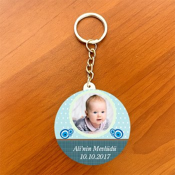 Nazar boncuk 5 Temalı Bebek Daire Plastik Anahtarlık