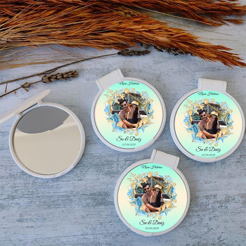 Mint Yeşili Fonda Deniz Kabuğu Çerçeve Temalı Kapaklı Ayna