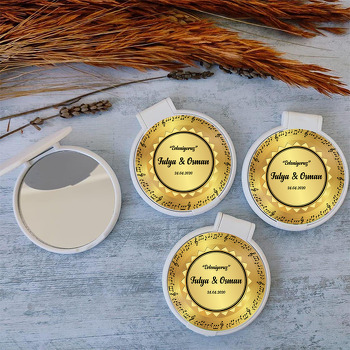 Nota Çerçeveli Gold Plak Temalı Kapaklı Ayna
