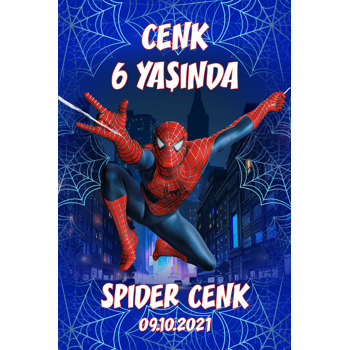 Örümcek Adam ile Mavi Ağlar Temalı Doğum Günü Plastik Magnet