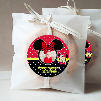 Kırmızı Siyah Minnie  Temalı Resimli Sticker