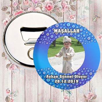 Nazar Boncuğu Zeminli Sünnet Temalı Magnet Açacak