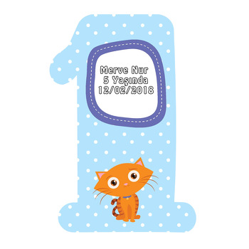 Sevimli Kedi Temalı Doğum Günü Magnet