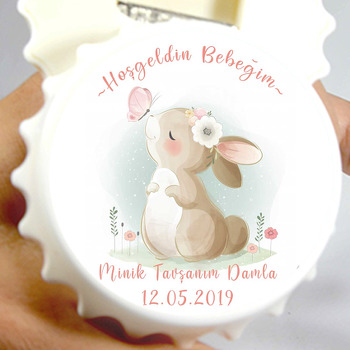 Sevimli Tavşan Temalı Kapak Şekilli Magnet Açacak
