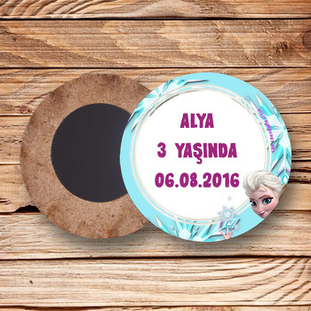 Frozen Karlar Ülkesi Temalı Ahşap Daire Magnet