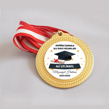 Kep ve Diploma Mezuniyet Hatırası Temalı Metal Madalya