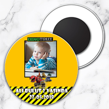 Dinotrux Temalı Resimli Daire Plastik Magnet