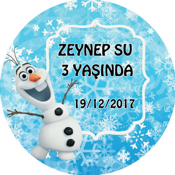 Karlar Ülkesi Olaf Temalı Daire Plastik Anahtarlık