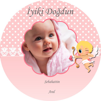 Melek Temalı Resimli Akrilik Daire Magnet