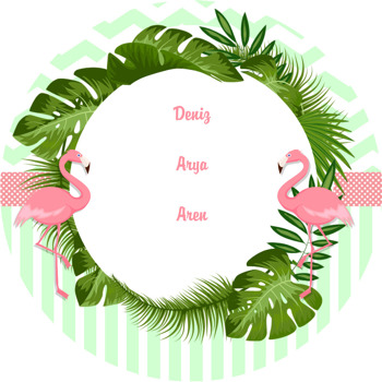 Flamingo Temalı Akrilik Daire Magnet