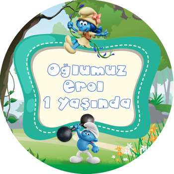 Şirinler Temalı Akrilik Daire Magnet
