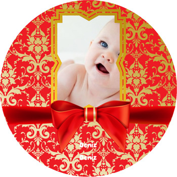 6 Ay Kınası Gold Kırmızı Temalı Resimli Akrilik Daire Magnet