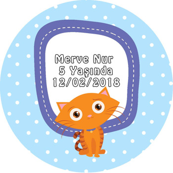 Sevimli Kedi Temalı Akrilik Daire Magnet