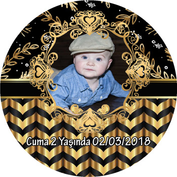 Siyah & Gold Temalı Resimli Akrilik Daire Magnet