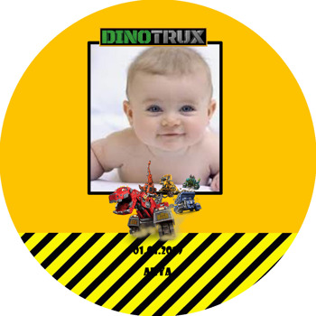Dinotrux Temalı Resimli Akrilik Daire Magnet