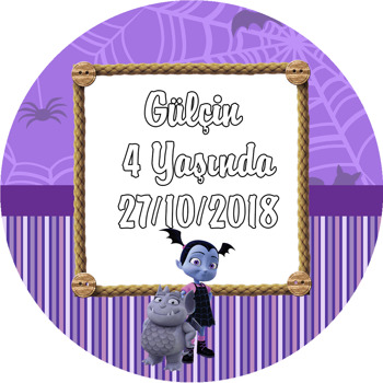 Vampirina Temalı Akrilik Daire Magnet