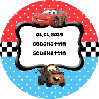 Şimşek Mcqueen 2 Temalı Akrilik Daire Magnet