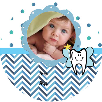 Mavi Beyaz Diş  Temalı Resimli Akrilik Daire Magnet