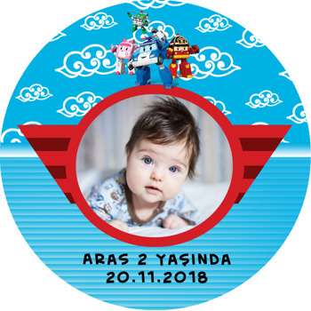 Robocar Poli Temalı Resimli Akrilik Daire Magnet