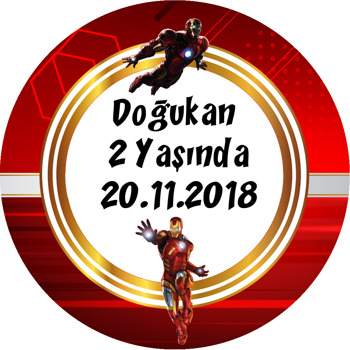 Iron Man Temalı Akrilik Daire Magnet