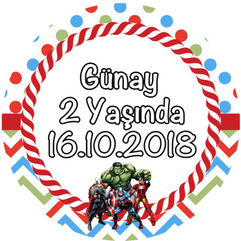 Süper Kahramanlar Temalı Akrilik Daire Magnet