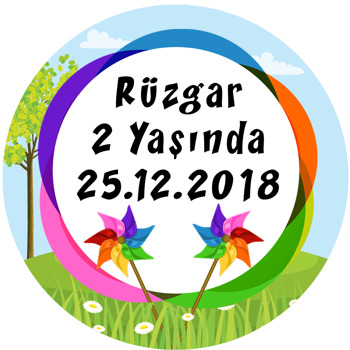Rüzgar Gülü Temalı Akrilik Daire Magnet