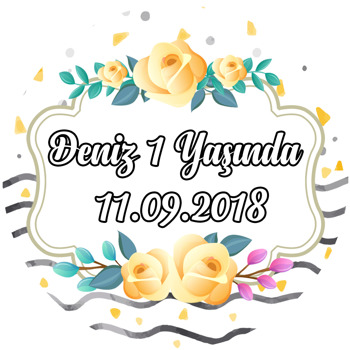 Siyah Beyaz ve Sarı Çiçek Temalı Akrilik Daire Magnet