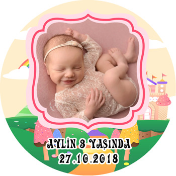 Dondurma 2 Temalı Resimli Akrilik Daire Magnet