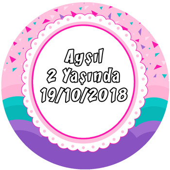 Confetti Temalı Akrilik Daire Magnet