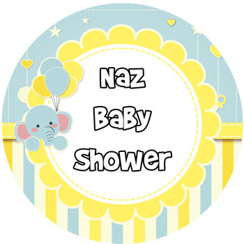 Baby Shower Fil Temalı Akrilik Daire Magnet