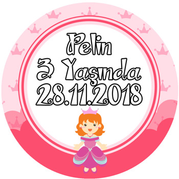 Pink Princess Temalı Akrilik Daire Magnet