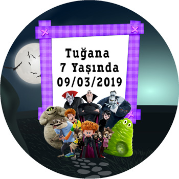 Hotel Transylvania Temalı Akrilik Daire Magnet