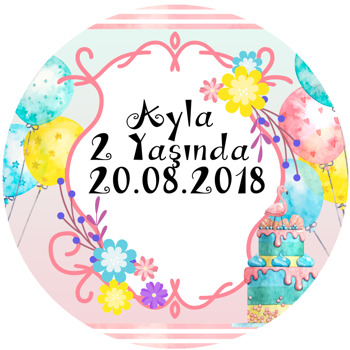 Balonlu Flamingo Temalı Akrilik Daire Magnet