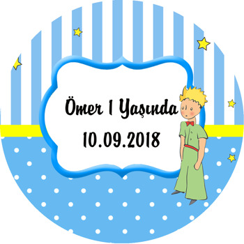Mavi Sarı Küçük Prens Temalı Akrilik Daire Magnet