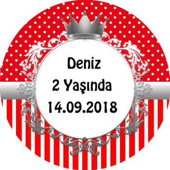 Kırmızı Gümüş Temalı Akrilik Daire Magnet