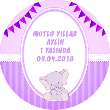 Pembe Fil Temalı Akrilik Daire Magnet