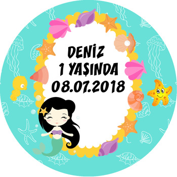 Deniz Kızı Temalı Akrilik Daire Magnet