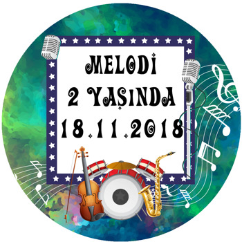 Müzik 2 Temalı Akrilik Daire Magnet