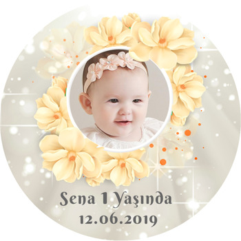 Soft Sarı Çiçekler Temalı Resimli Akrilik Daire Magnet