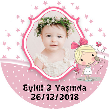 Şirin Kız  Temalı Resimli Akrilik Daire Magnet