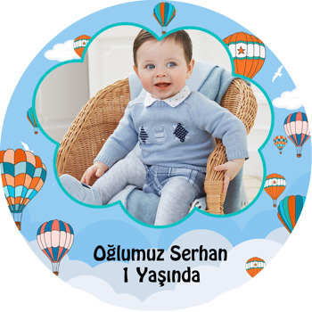 Gökyüzündeki Balonlar Temalı Resimli Akrilik Daire Magnet