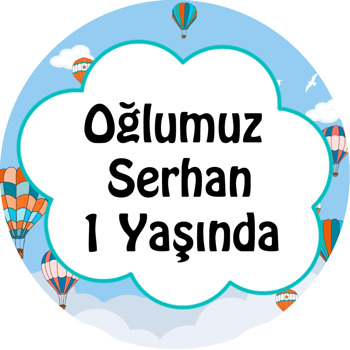 Gökyüzündeki Balonlar Temalı Akrilik Daire Magnet