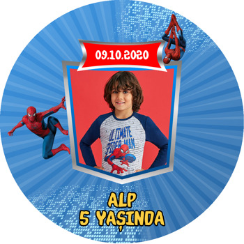 Spiderman Temalı Resimli Akrilik Daire Magnet