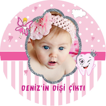 Pembe Diş Buğdayı Temalı Resimli Akrilik Daire Magnet