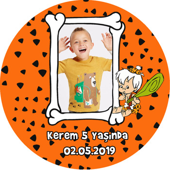 Turuncu Bambam Temalı Resimli Akrilik Daire Magnet
