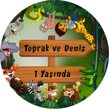 Diego Safari Temalı Akrilik Daire Magnet